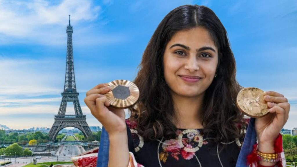 Manu Bhaker with Olympic Medal